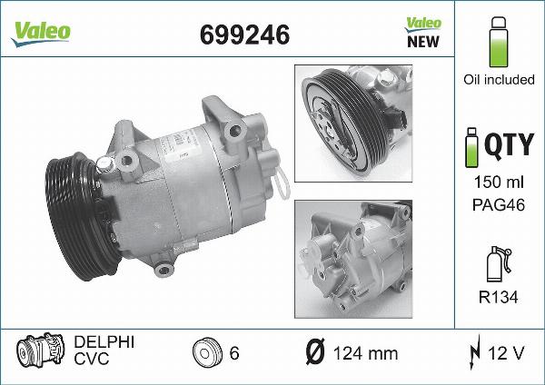 VALEO 699246 - Компресор, кондиціонер autocars.com.ua