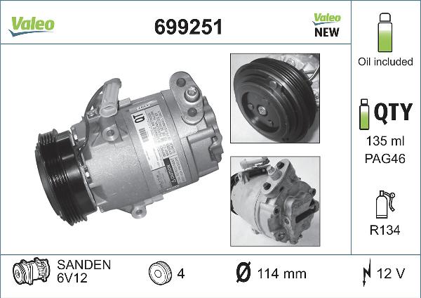 VALEO 699251 - Компресор, кондиціонер autocars.com.ua