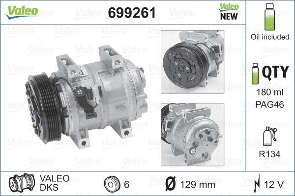 Valeo 699261 - Компресор, кондиціонер autocars.com.ua