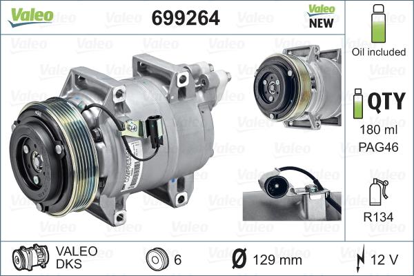 Valeo 699264 - Компрессор кондиционера avtokuzovplus.com.ua