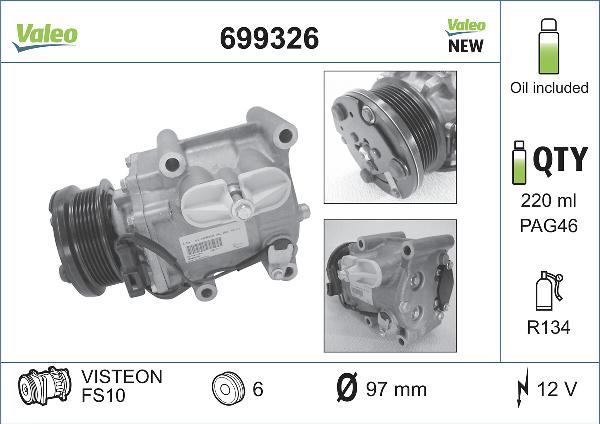 VALEO 699326 - Компресор, кондиціонер autocars.com.ua