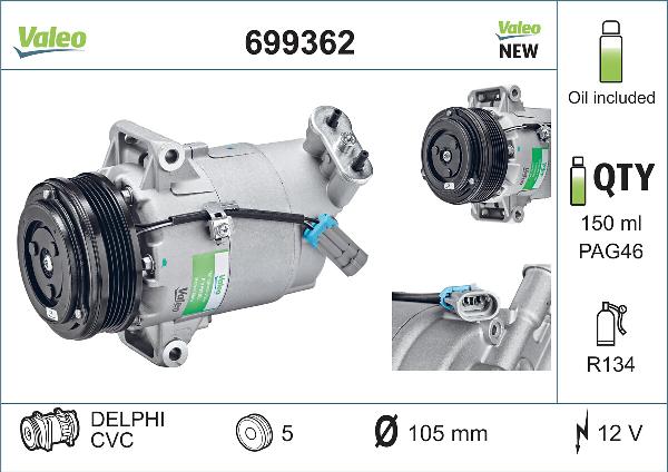 VALEO 699362 - Компресор, кондиціонер autocars.com.ua
