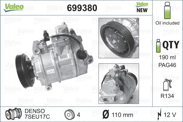 Valeo 699380 - Компрессор кондиционера avtokuzovplus.com.ua