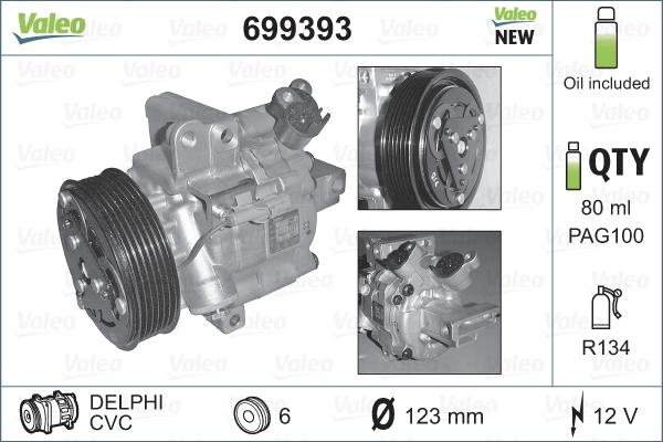 Valeo 699393 - Компрессор кондиционера avtokuzovplus.com.ua