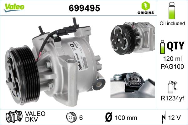 VALEO 699495 - Компресор, кондиціонер autocars.com.ua