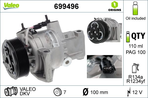 VALEO 699496 - Компресор, кондиціонер autocars.com.ua