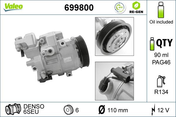 Valeo 699800 - Компресор, кондиціонер autocars.com.ua