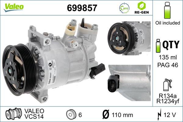VALEO 699857 - Компресор, кондиціонер autocars.com.ua