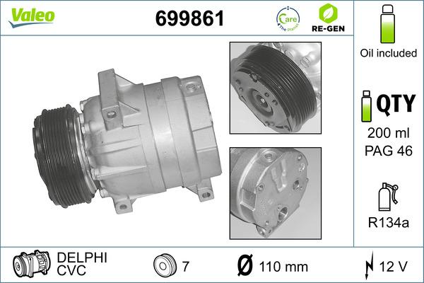 VALEO 699861 - Компресор, кондиціонер autocars.com.ua