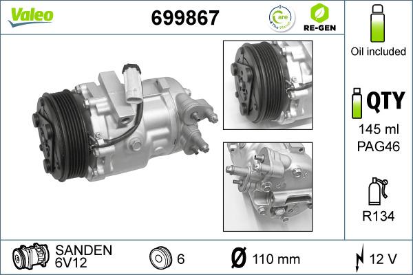 Valeo 699867 - Компрессор кондиционера autodnr.net