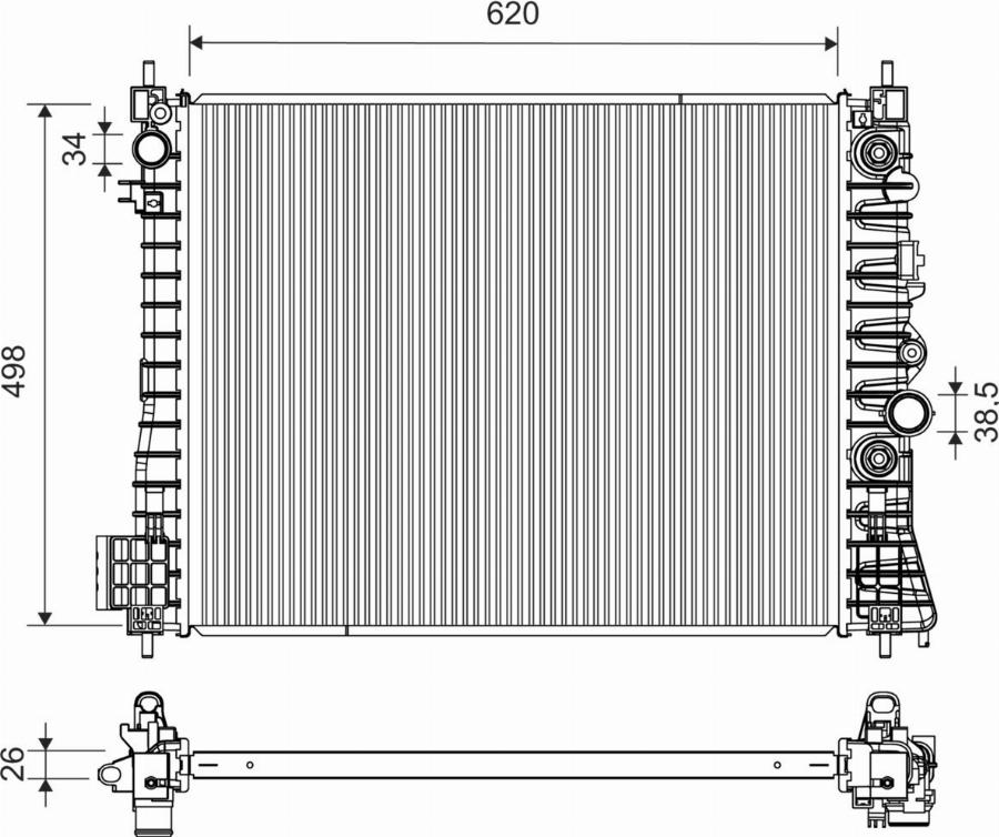 Valeo 701442 - Радиатор, охлаждение двигателя avtokuzovplus.com.ua