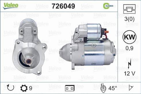 Valeo 726049 - Стартер autocars.com.ua