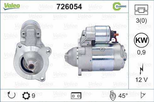 Valeo 726054 - Стартер autocars.com.ua