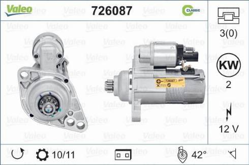 Valeo 726087 - Стартер autocars.com.ua