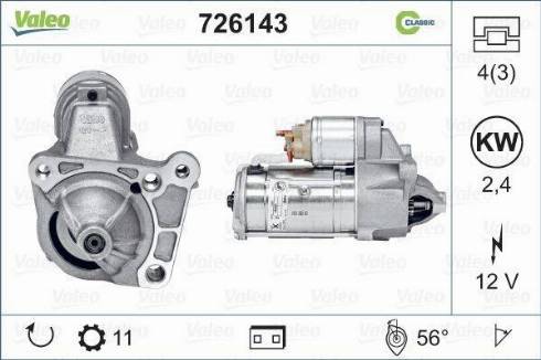 Valeo 726143 - Стартер autocars.com.ua