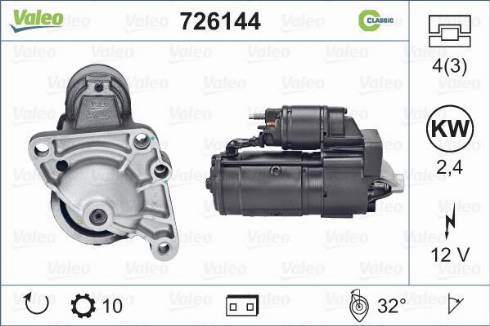 Valeo 726144 - Стартер autocars.com.ua