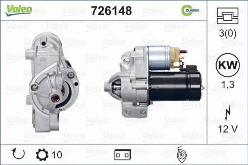 Valeo 726148 - Стартер autocars.com.ua