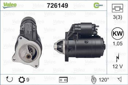 Valeo 726149 - Стартер autocars.com.ua