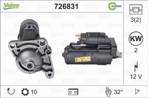 Valeo 726831 - Стартер autocars.com.ua