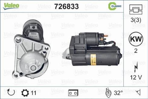 Valeo 726833 - Стартер autocars.com.ua