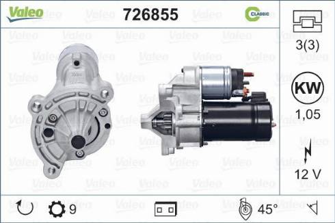 Valeo 726855 - Стартер avtokuzovplus.com.ua