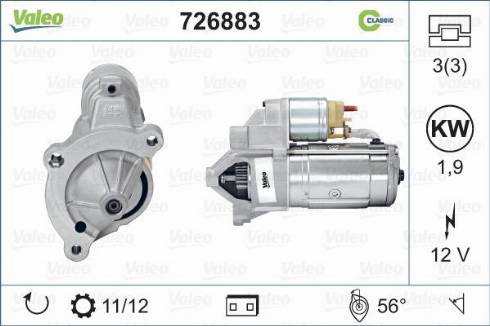 Valeo 726883 - Стартер autocars.com.ua