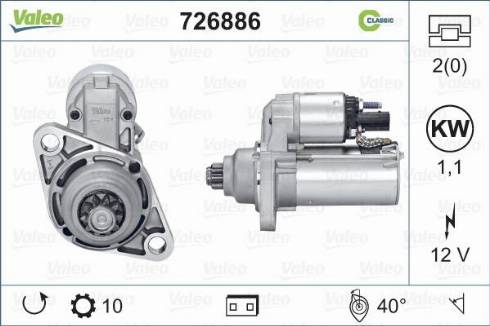 Valeo 726886 - Стартер autocars.com.ua