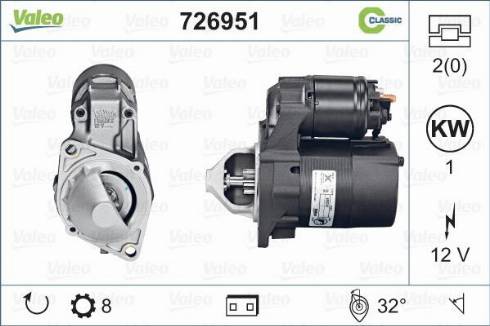 Valeo 726951 - Стартер autocars.com.ua