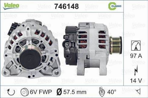 Valeo 746148 - Генератор autocars.com.ua