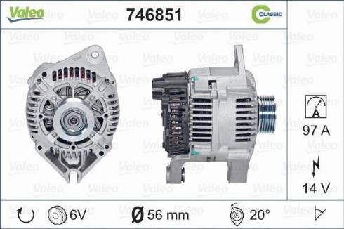 Valeo 746851 - Генератор autocars.com.ua