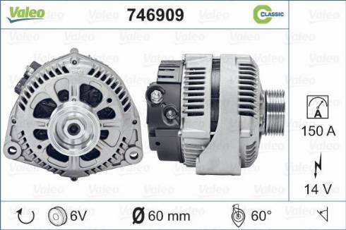 Valeo 746909 - Генератор autocars.com.ua