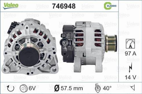 Valeo 746948 - Генератор autocars.com.ua