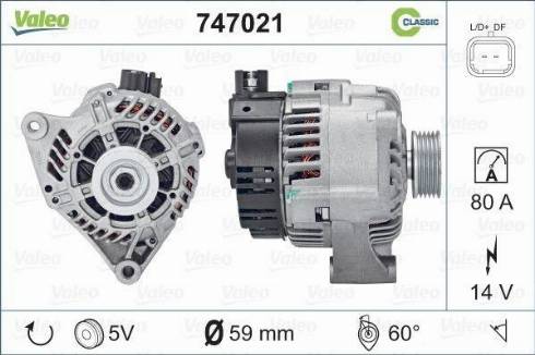 Valeo 747021 - Генератор autocars.com.ua