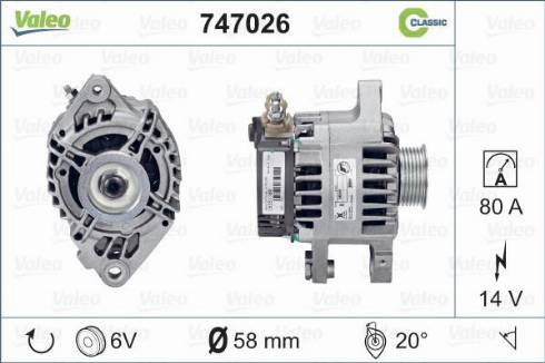 Valeo 747026 - Генератор autocars.com.ua