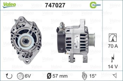 Valeo 747027 - Генератор autocars.com.ua