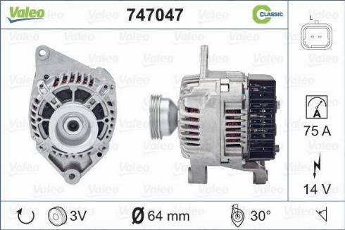 Valeo 747047 - Генератор autocars.com.ua