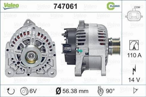 Valeo 747061 - Генератор autocars.com.ua