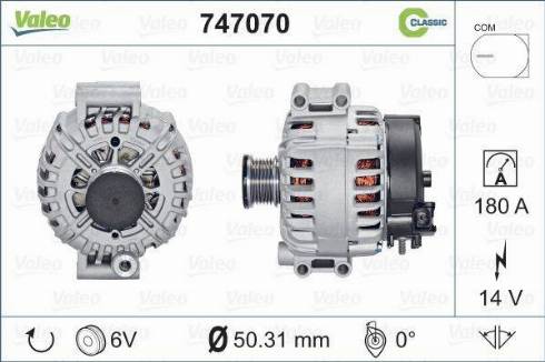 Valeo 747070 - Генератор autocars.com.ua