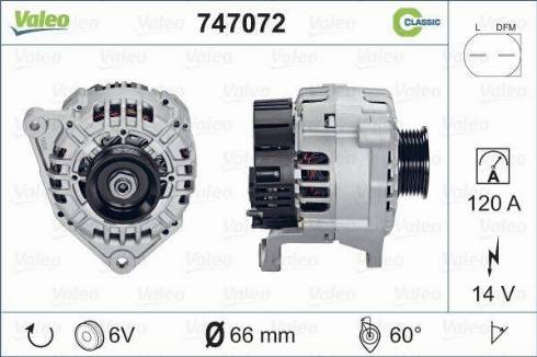 Valeo 747072 - Генератор autocars.com.ua