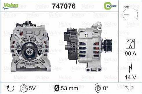 Valeo 747076 - Генератор autocars.com.ua