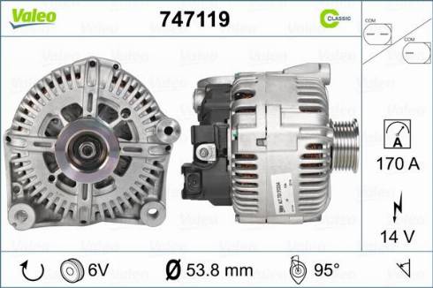 Valeo 747119 - Генератор autocars.com.ua