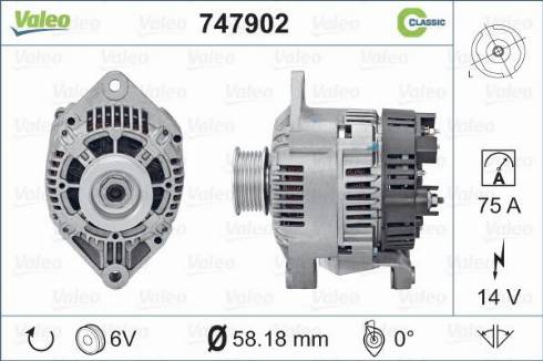 Valeo 747902 - Генератор autocars.com.ua