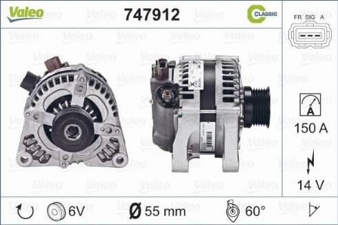 Valeo 747912 - Генератор autocars.com.ua