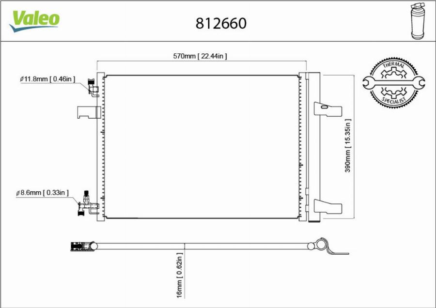 Valeo 812660 - Конденсатор, кондиціонер autocars.com.ua