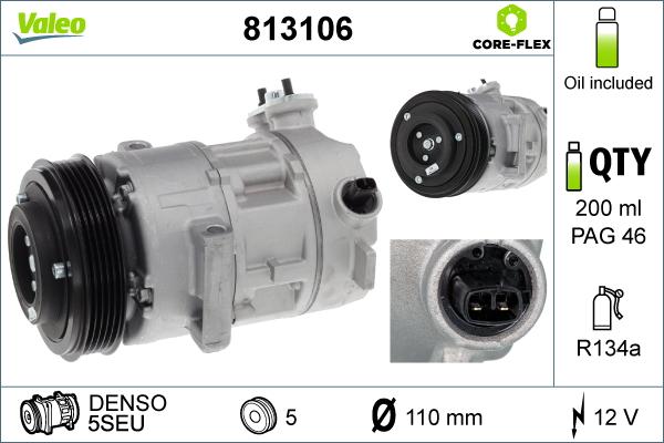 Valeo 813106 - Компресор, кондиціонер autocars.com.ua