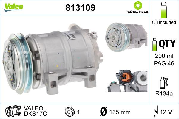 Valeo 813109 - Компресор, кондиціонер autocars.com.ua