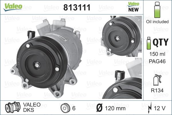 Valeo 813111 - Компресор, кондиціонер autocars.com.ua