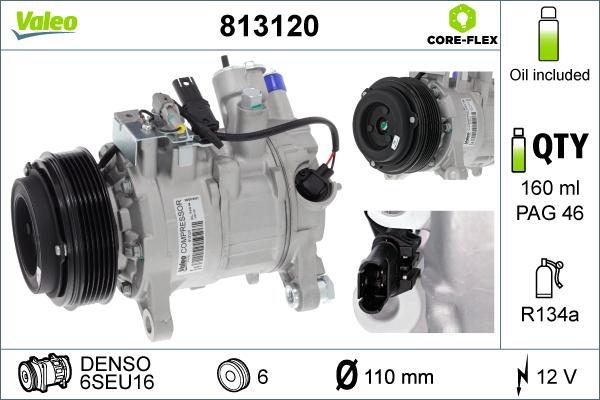 VALEO 813120 - Компресор, кондиціонер autocars.com.ua