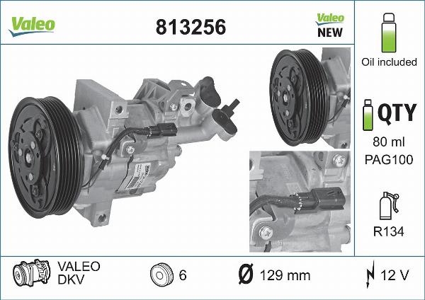 VALEO 813256 - Компресор, кондиціонер autocars.com.ua
