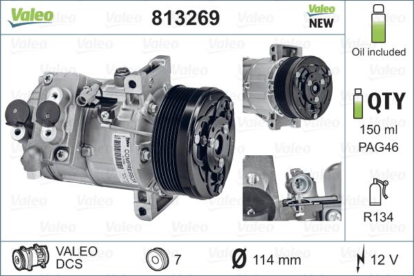 Valeo 813269 - Компресор, кондиціонер autocars.com.ua